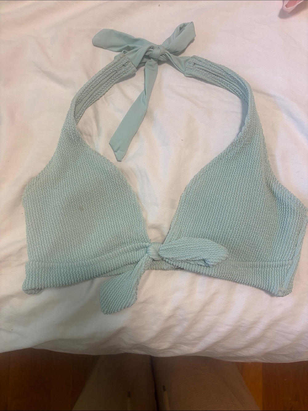 Light Mint Halter Bikini Top with Front Tie